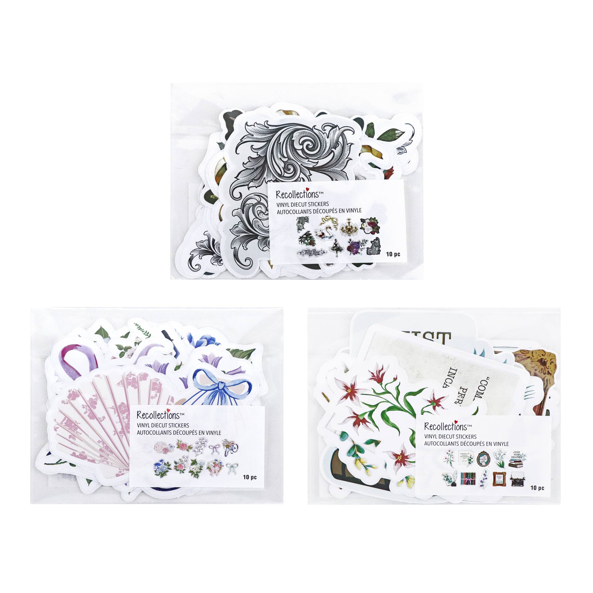 Assorted Romantic Vinyl Die Cut Stickers, 10pc. by Recollections™